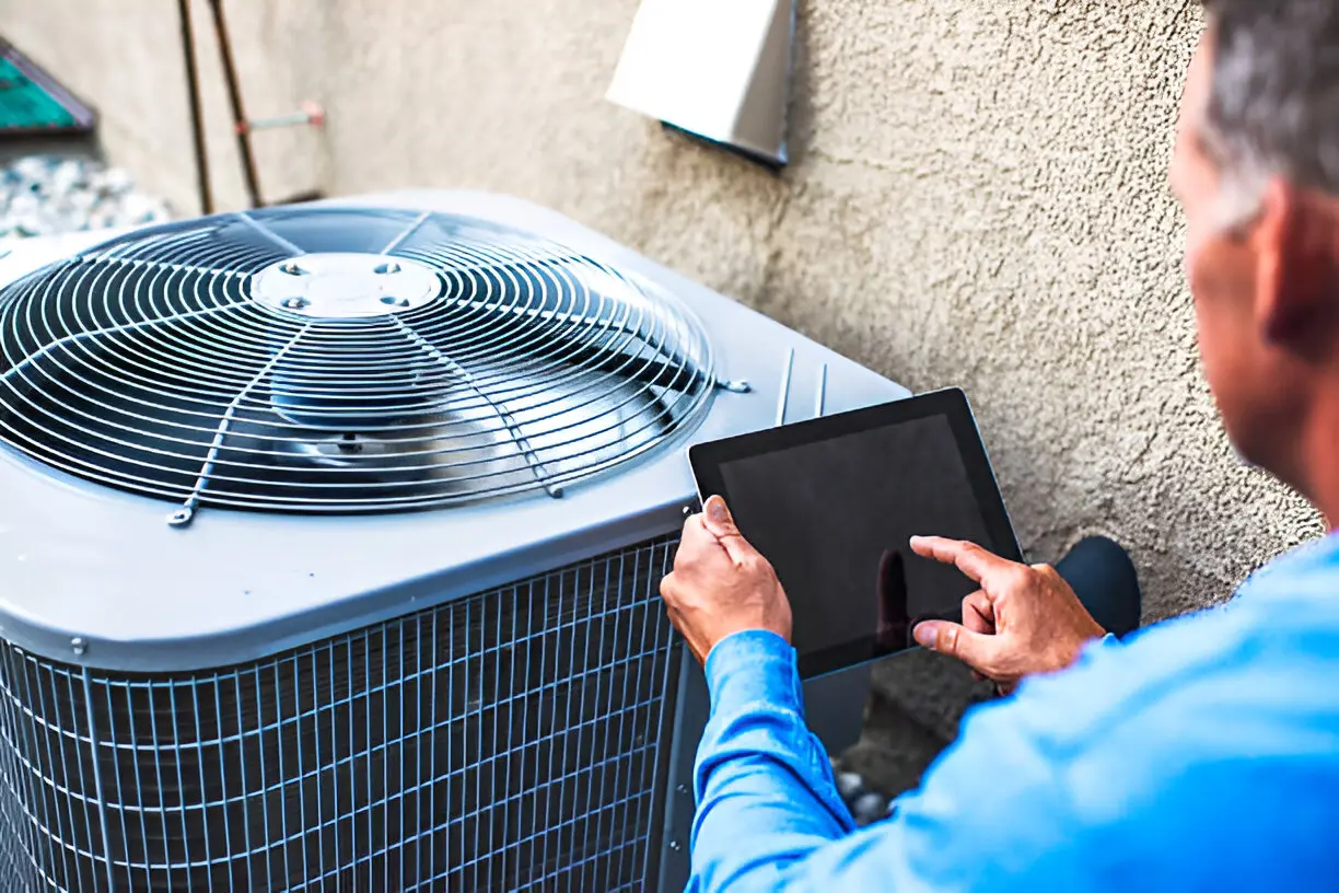 Home 11 Emergency AC repair technician in Orlando, FL fixing residential unit
